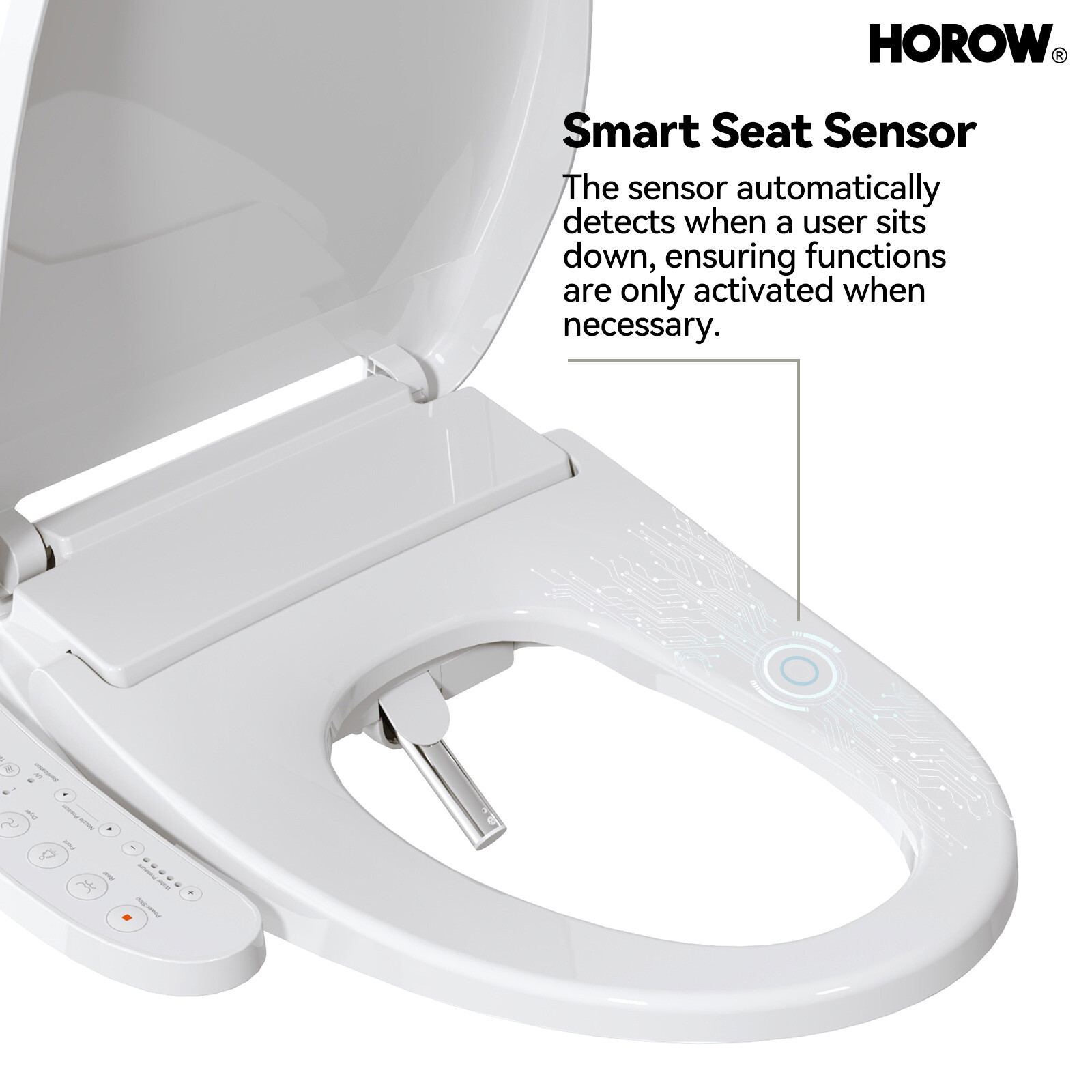 HOROW elongated Bidet smart Toilet Seat With Heated and Dryer Warm Water Flush
