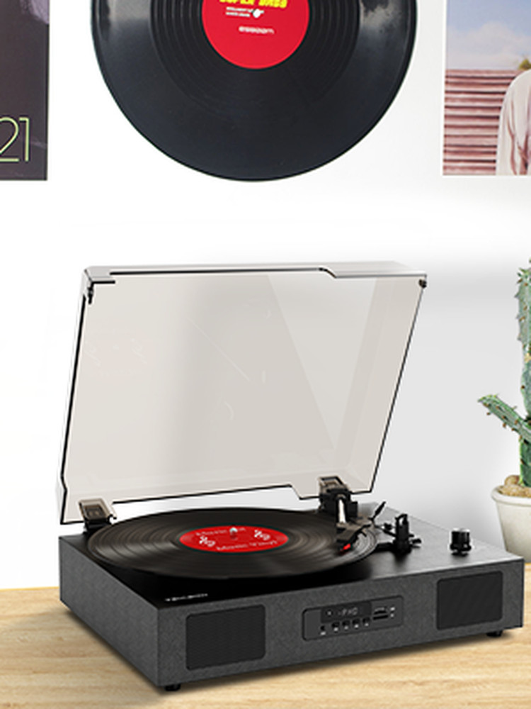 Bluetooth Record Player - 3 Speed Turntable with Built-In Speaker USB Recording