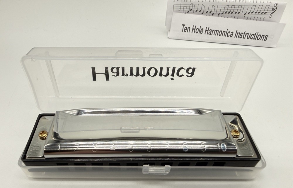 Ten Hole Harmonica with Case & Instructions