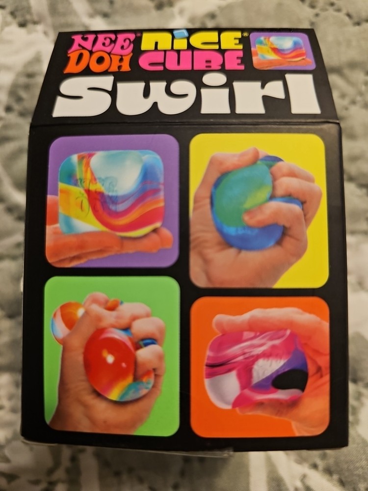 ORANGE Schylling NeeDoh Nice Cube Swirl. Super Solid Squish AUTHENTIC