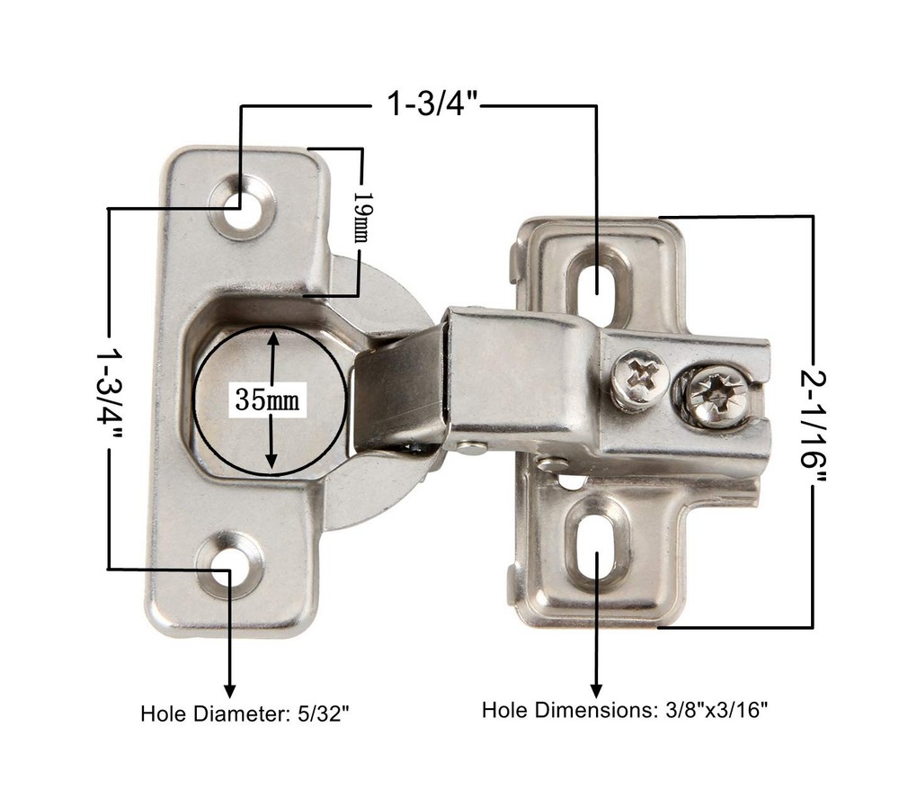 Face Frame Concealed Euro 105Deg Self Closing Compact Cabinet Hinges, 10 Pack