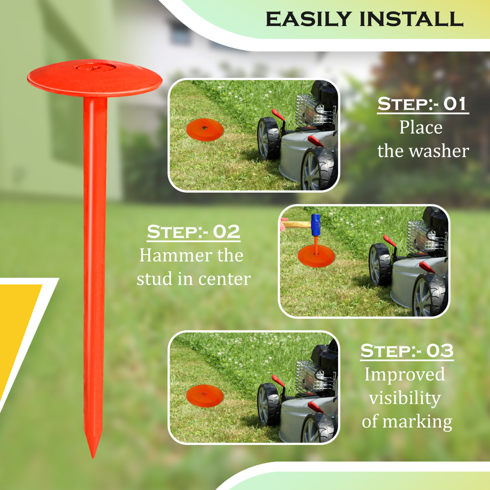 FEBTECH-SepticTank Marker for Property line Markers-2.7"x10" Pack of 6+1 Hammer