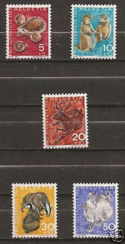 Swizerland, B350-354 Endangered Animals set, 1965, 5v, MNH