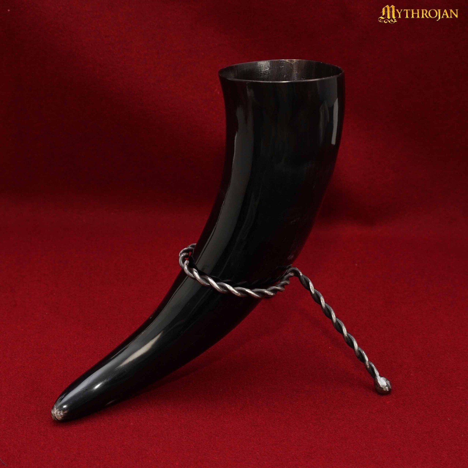 Hand Forged Drinking Ale Horn Rack Twisted Mead Stand Medieval Viking Accessory