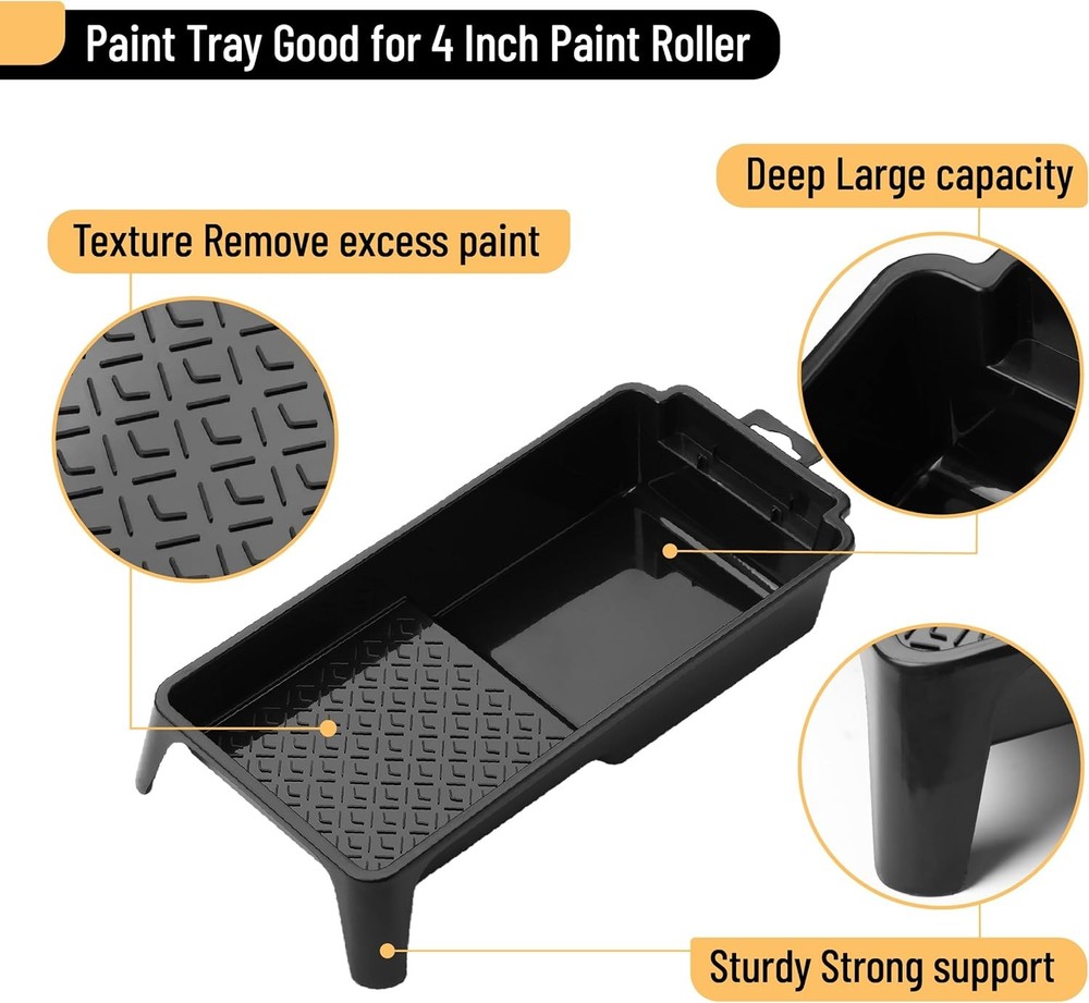 Bates- 4 Inch Paint Roller Kit, 11 pcs, Small Paint Roller Kit, 1x Plastic Paint