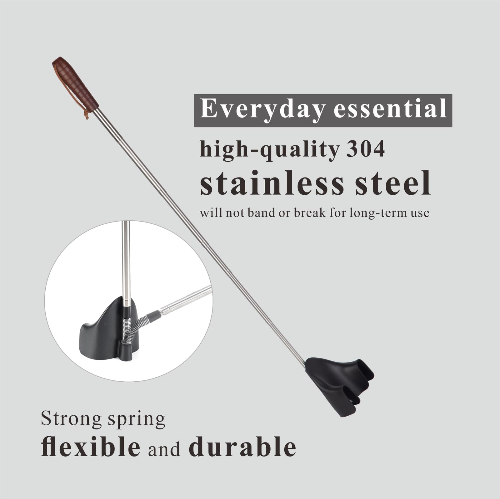 YEADMAL Shoe Horn Long Handle for Seniors-10-31 Telescopic One Size, Black