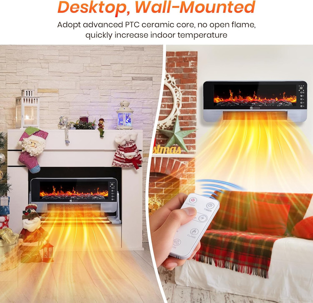 22.2" Electric Fireplace with Remote, Timer & Overheat Protection Feature