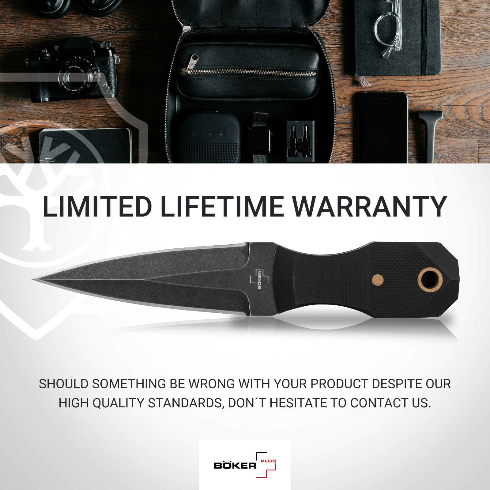 BOKER PLUS® Pocket Rocket Tactical EDC Knife 5.08" D2 Blade G10 Full-Tang Black