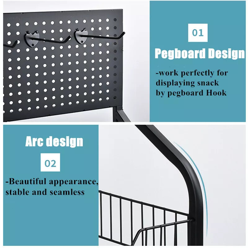 4Tier Black Retail Display Rack/Shelf/Frame/Stand Shop Freestand Snack Metal US