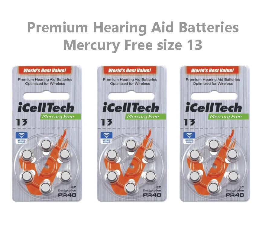 Icelltech Size 13 Hearing Aid Batteries - 18 Count