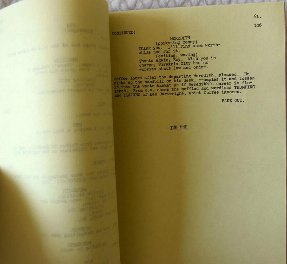 1970 Bonanza "A Deck of Aces" Original Revised Final Draft Screenplay Script