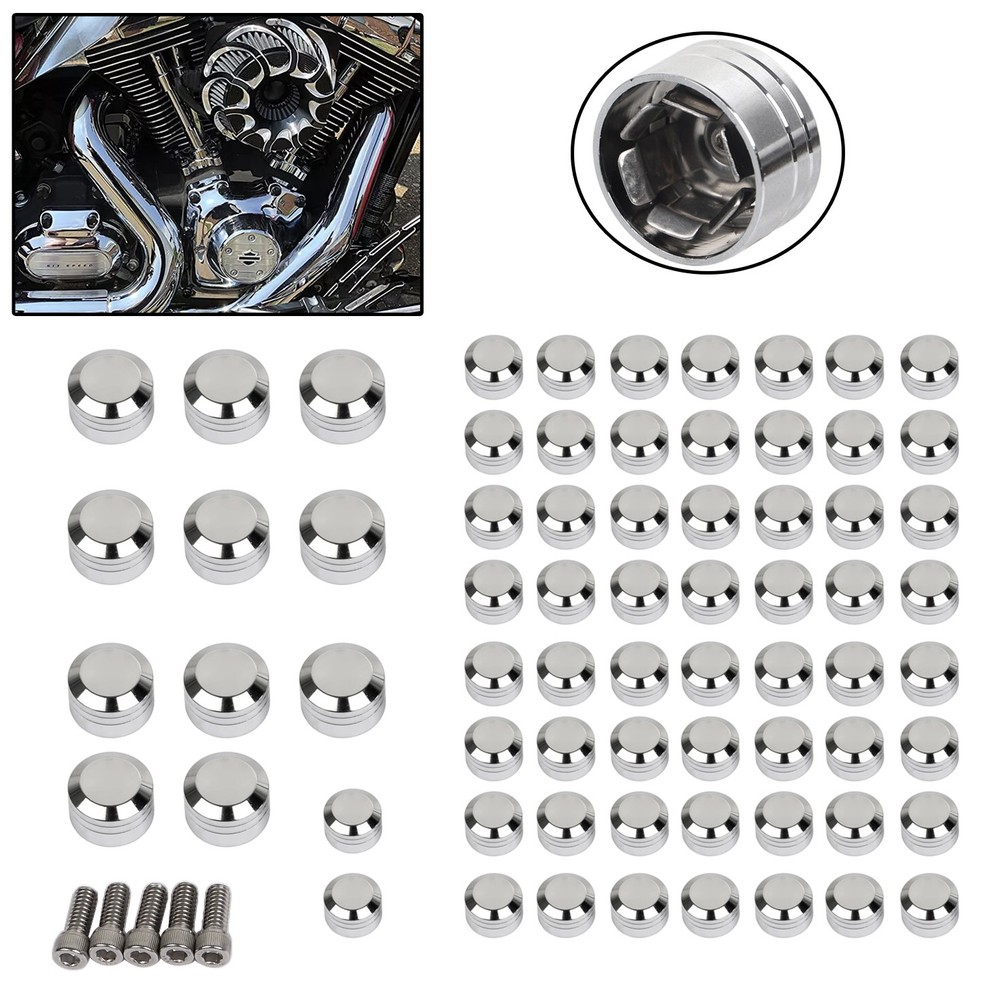 Chrome Engine Topper Screw Bolt Cover Caps For Harley Fat Boy Softail Springer