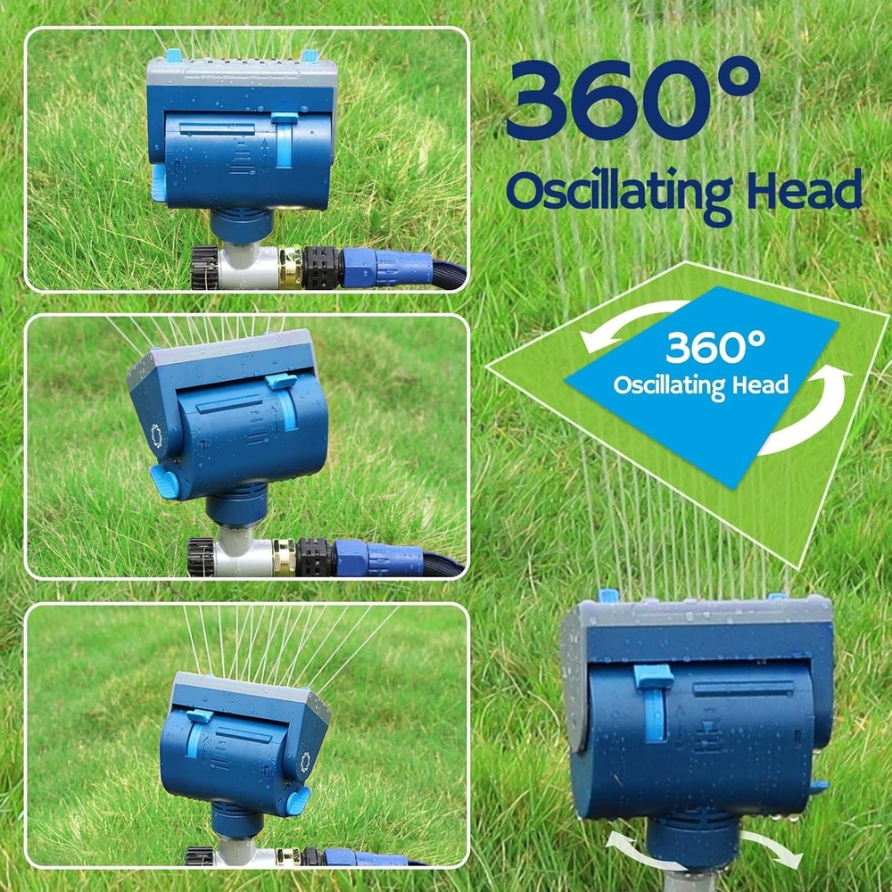 Oscillating Sprinkler with Metal Step Spike and Quick Connect Adapter Set