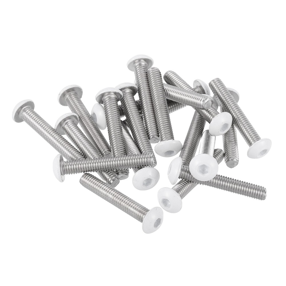 20 Pcs M5-0.8 x 30mm Button Head Socket Cap Screw Machine Screw, White
