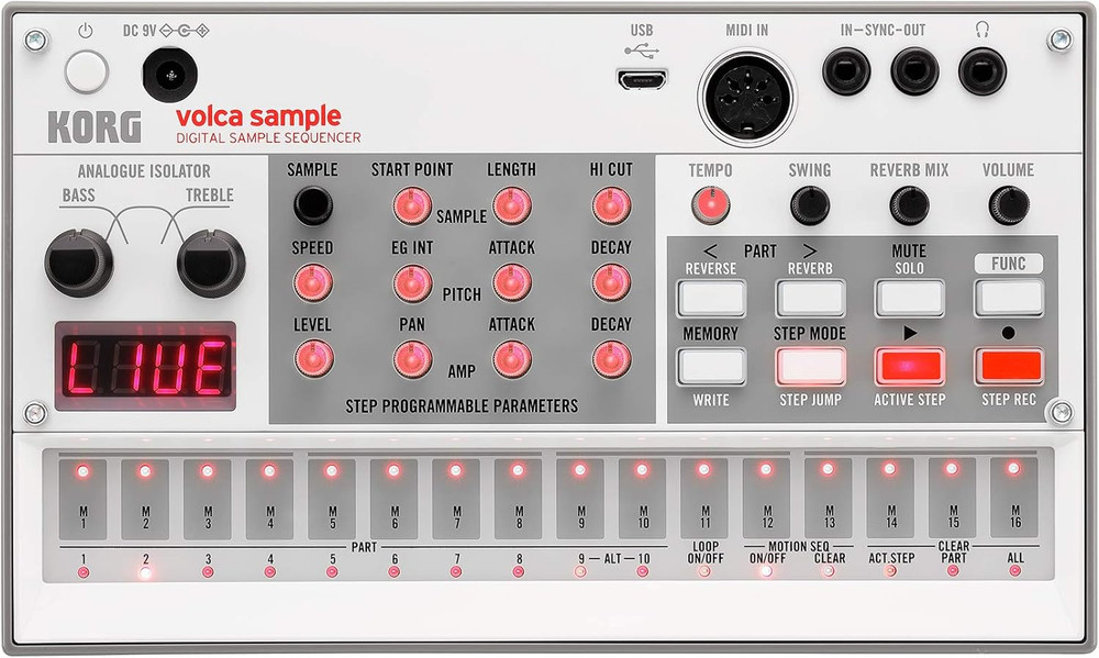 2 Digital Sample Sequencer Drum Machine W/Pattern Chain Mode & 16-Step Sequencer