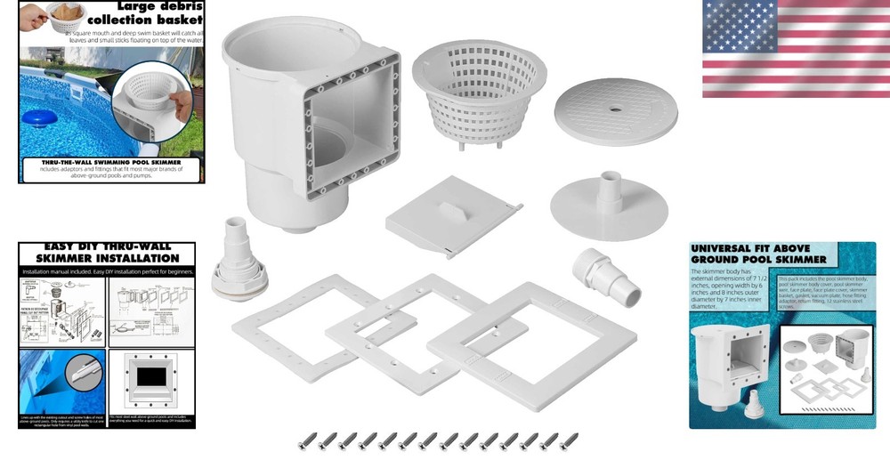 Universal Above Ground Pool Skimmer with Complete Accessories & Easy Setup