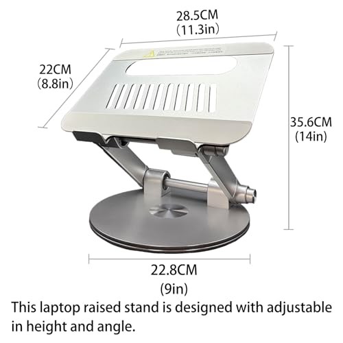 Laptop Stand for Desk, Adjustable Computer Stand with 360° Rotating Base,