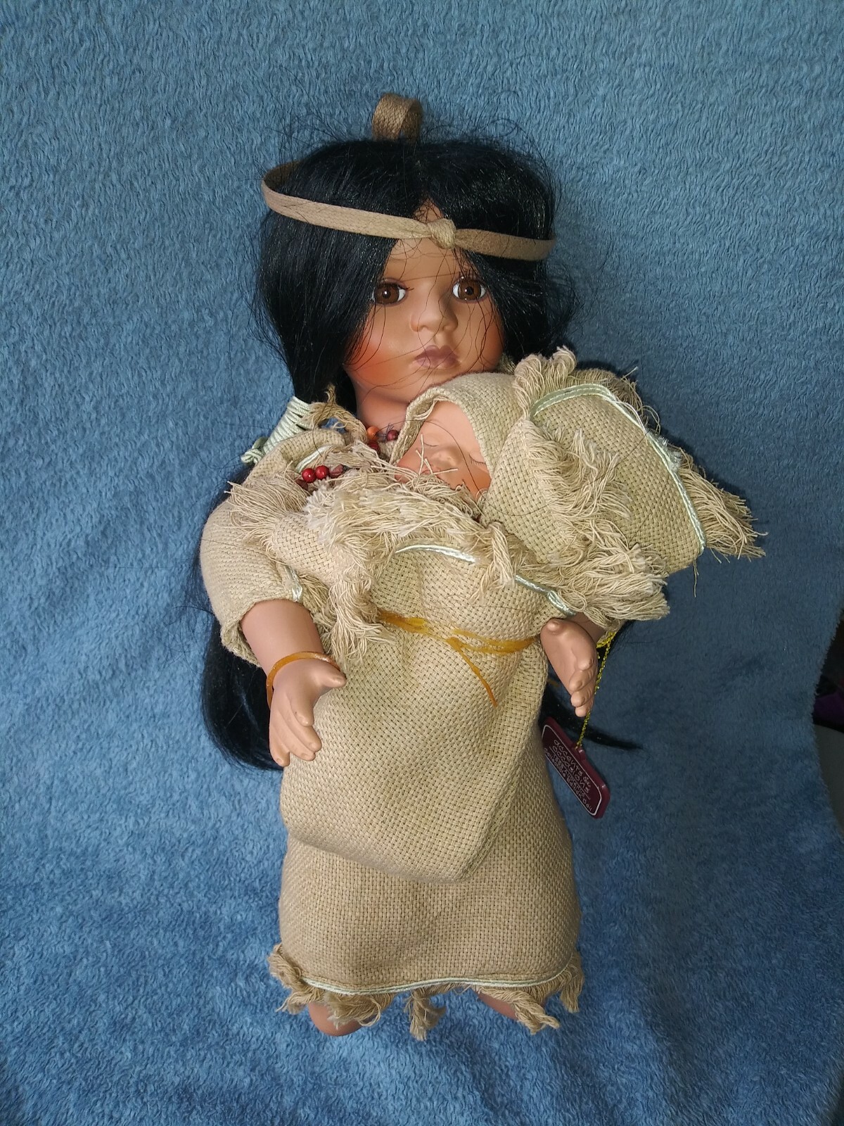 Vintage 1999 Accents And Ocassions Indian Woman With papoose Porcelain Doll