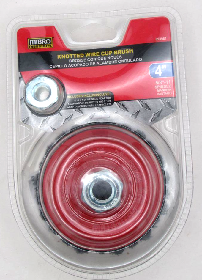Mibro 4 Inch Knotted Wire Cup Brush Includes Adaptor