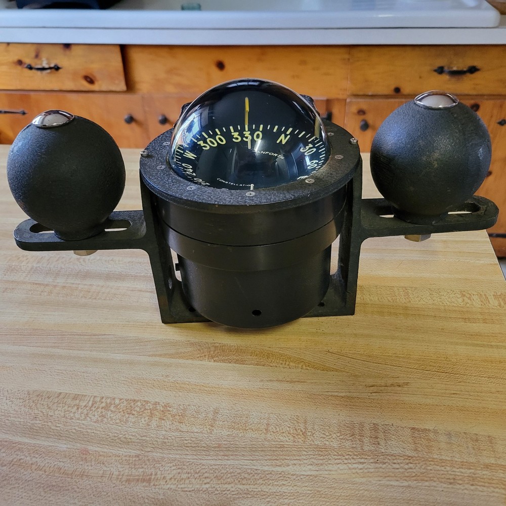 VINTAGE DANFORTH CONSTELATION COMPASS-BINNACLE WITH COMPENSATING BALLS AND CASE