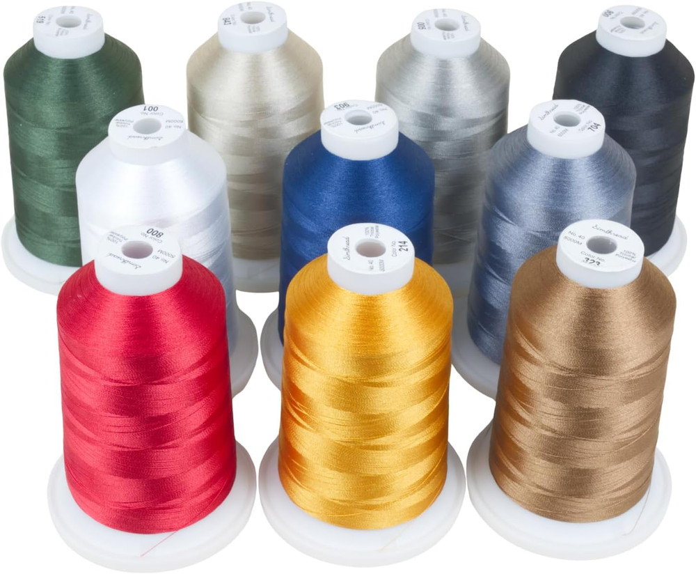 Vibrant 10-Color Trilobal Polyester Thread Set - 5000M Tangle-Free Spools