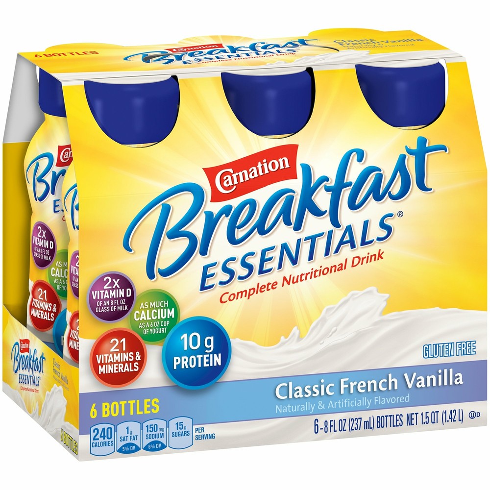 6 Nestle Carnation Breakfast Essentials Complete Nutritional Drink Vanilla 8 oz
