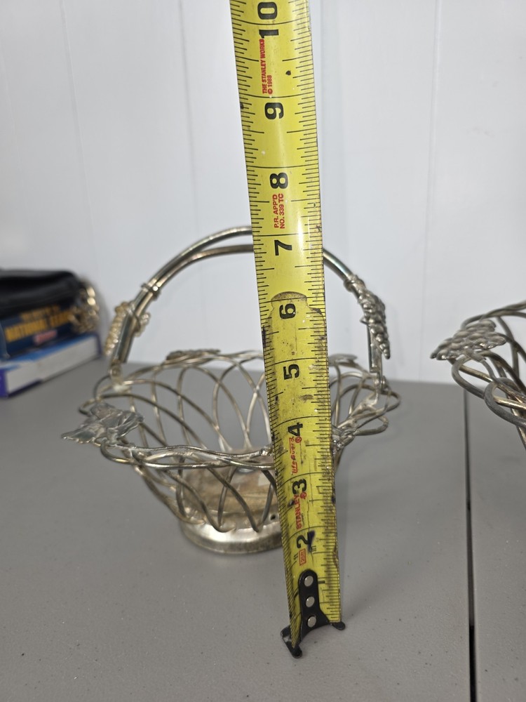 GODINGER Silver Grapevine Leaf Baskets Silver Plated Base Metal 11" Decorative