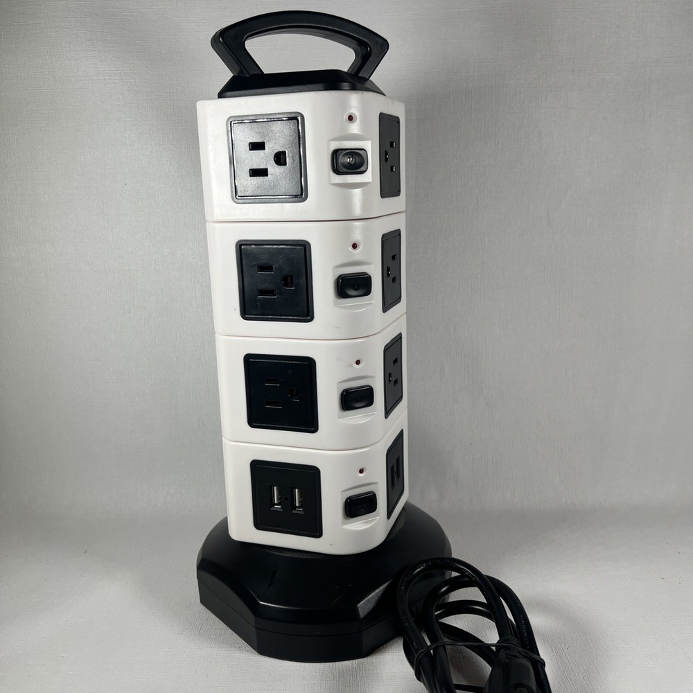 4 Layer Multi Plug Socket Charging Station - 14AC Outlets 4 USB Ports