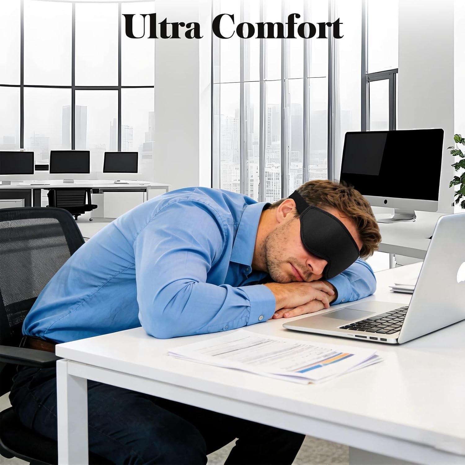 3D Eye Mask Sleep Mask for Men & Women, 100% Pressure-Free & Light Block- Black