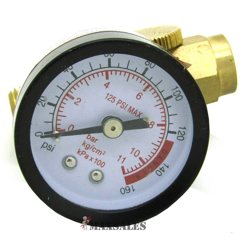 New Inline Air Pressure Regulator with Gauge Solid Brass Construction 160 PSI