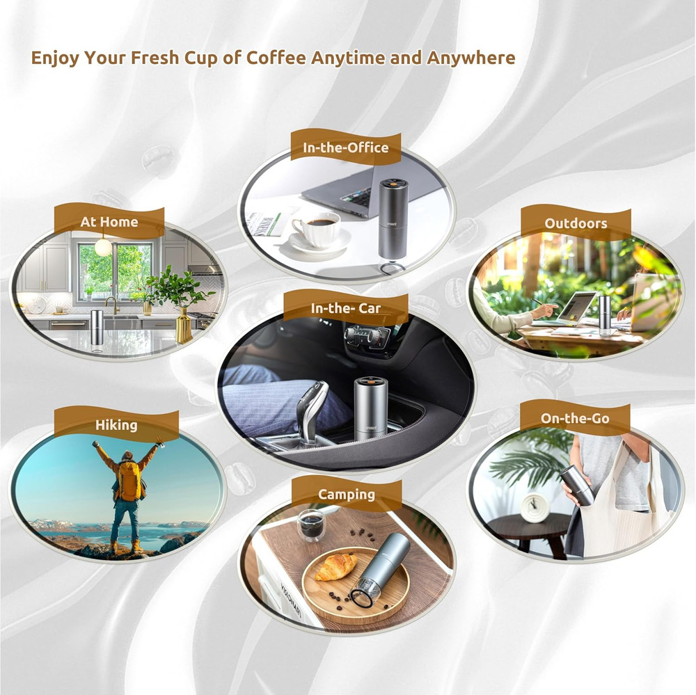 Rechargeable Portable Electric Coffee Grinder with Adjustable Settings