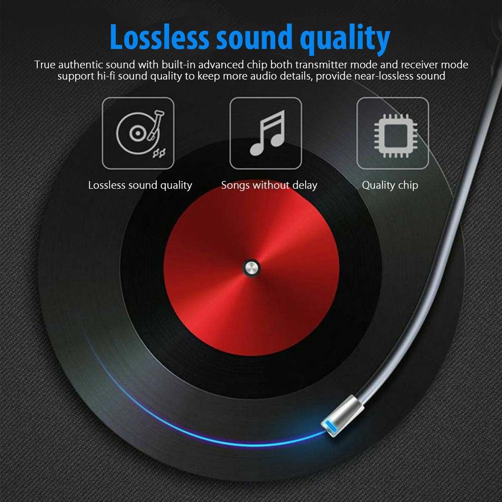 Bluetooth 5.0 Transmitter Receiver 2-in-1 Wireless 3.5mm Adapter For TV/Car