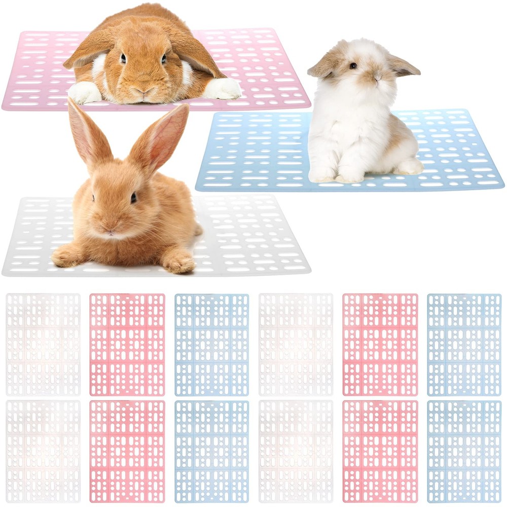Lyellfe 12 Pack Plastic Rabbit Cage Mat, Durable Floor Mat with Snap...