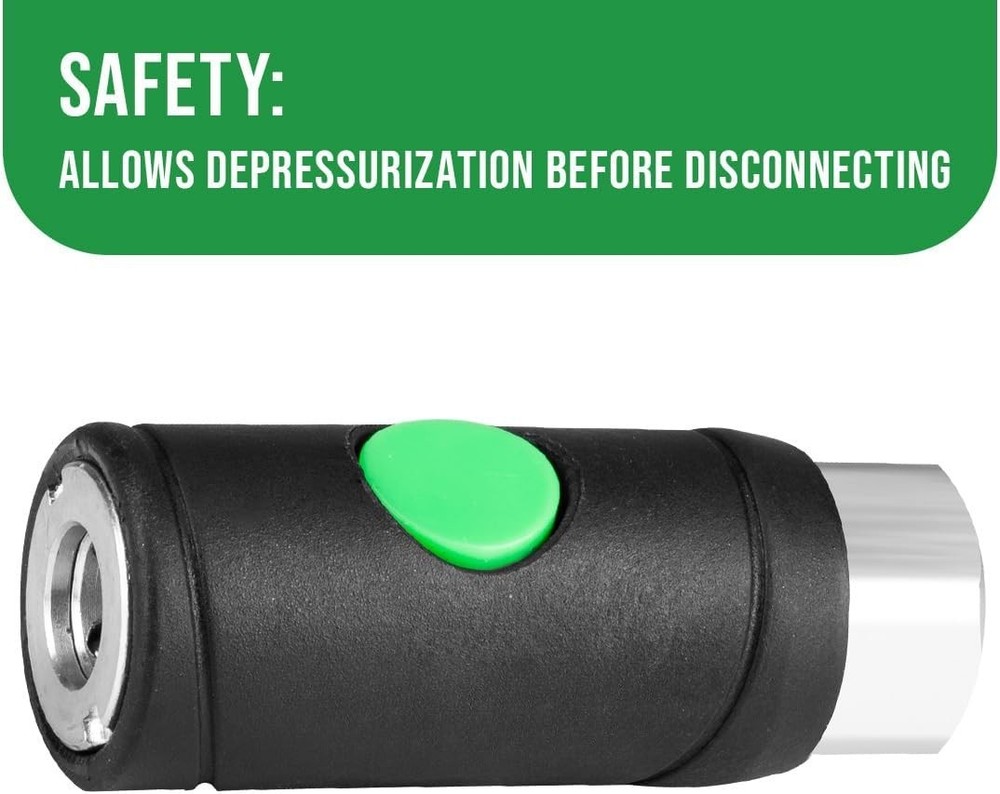 1PCS 1/4" Female Industrial Air Coupler, Push-Button Safety Coupler, I/M Type...