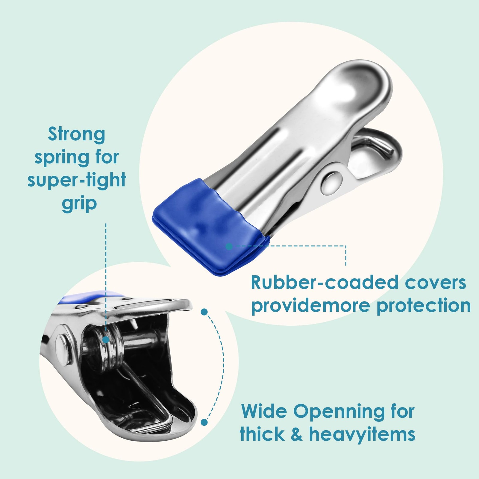 36 Pack Heavy Duty Clothes Pins, 2.17-Inch Stainless Steel Chip Clips, Multip...