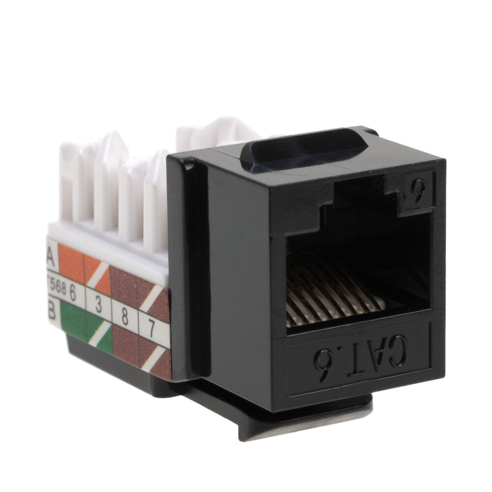 Cat6 Black Keystone Jack 45 Degree Punch Down Network Connector Multi-Pack LOT