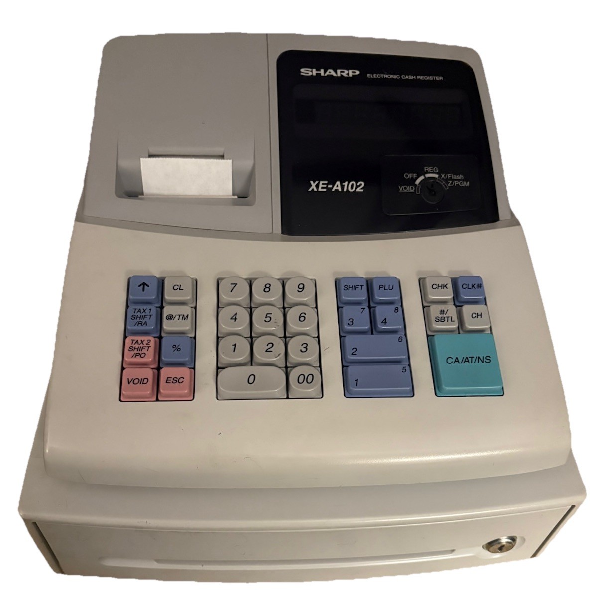 SHARP XE-A102 ELECTRONIC CASH REGISTER *WORKS* with Keys, Paper Roll,NICE👀