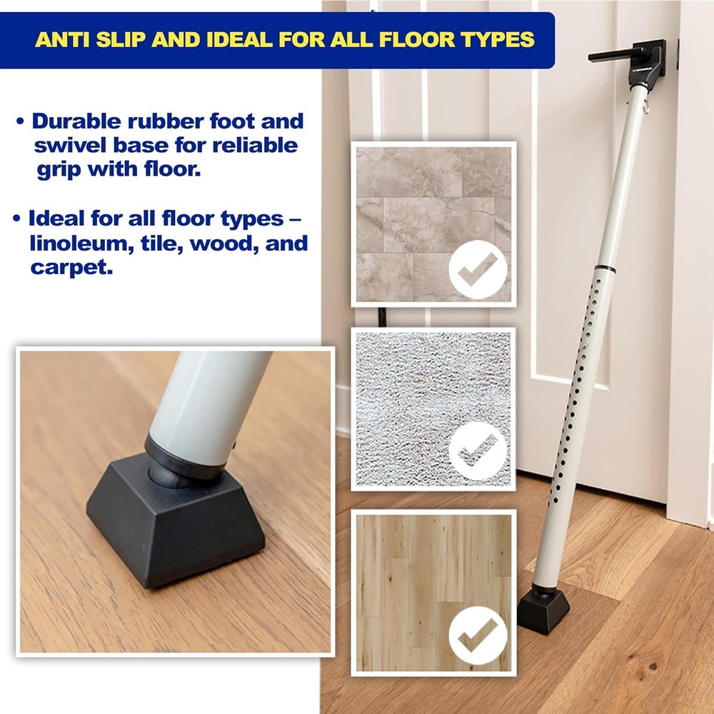 BRINKS Door Security Bar - Adjustable Brinks 1 Pack, Silver