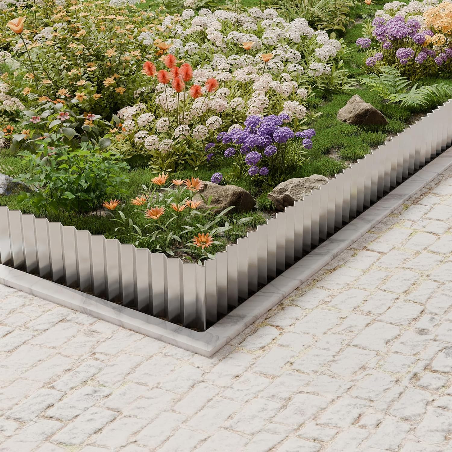 Corrugated Metal Garden Edging,6" x 20' Sturdy Lawn Edging Border,Landscape Edgi