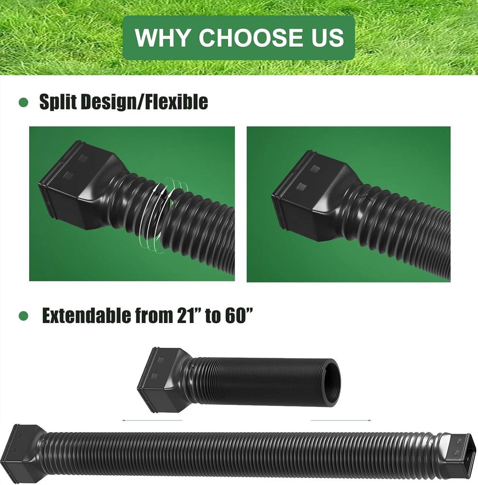 2 Pack Rain Gutter Downspout Extensions Flexible,Drain Downspout Extender Connec