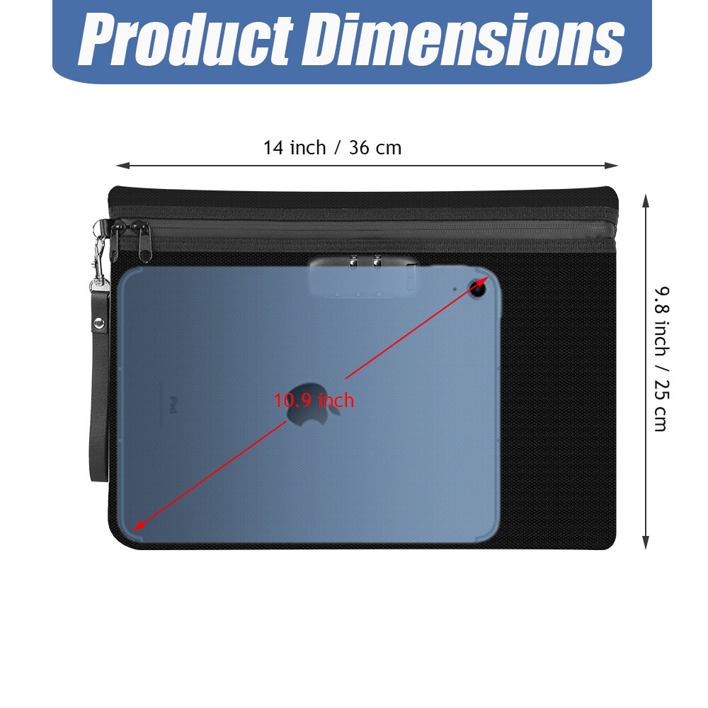 Fireproof Document Money Bag with Lock Waterproof Envelope Safe Pouch Storage
