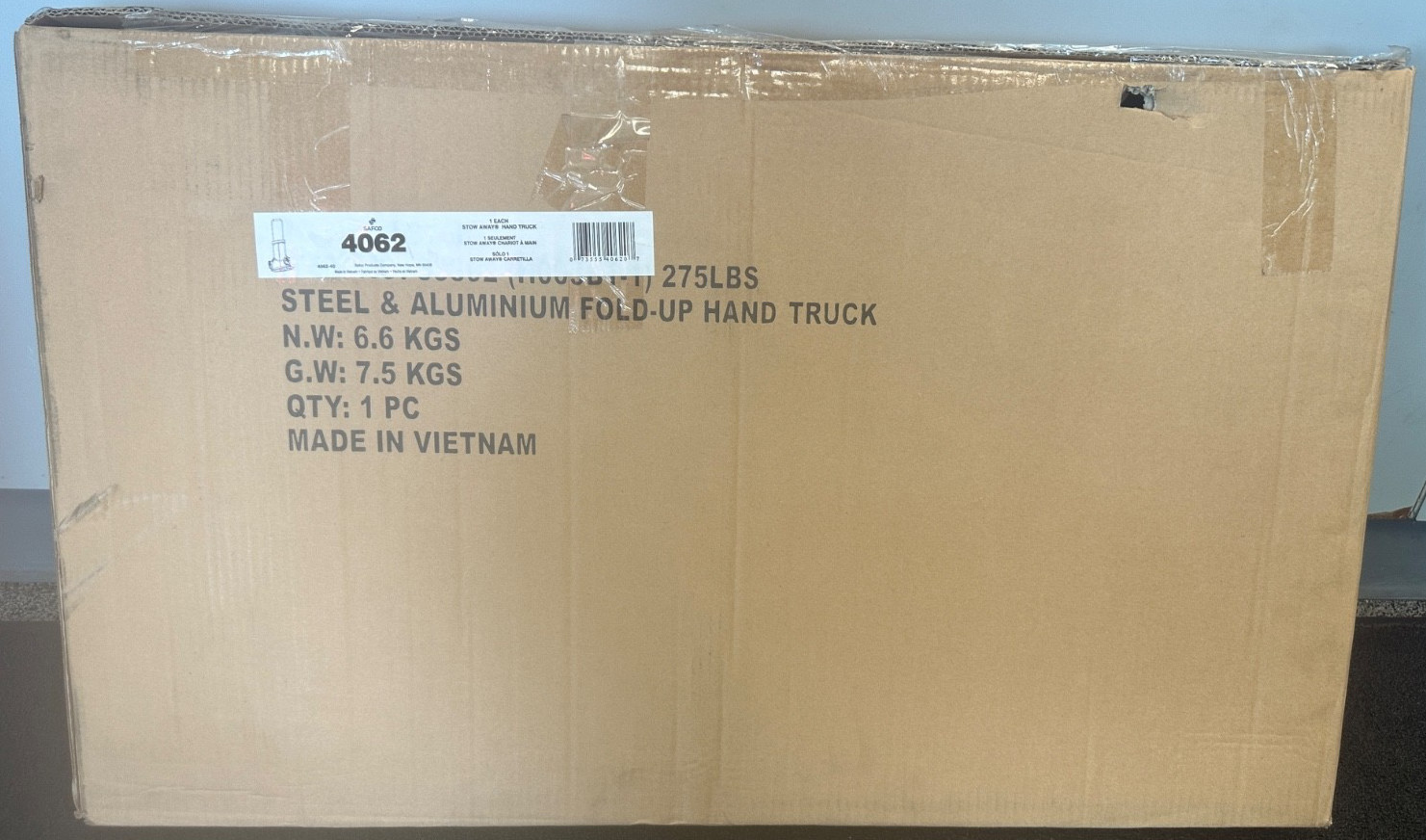 Safco Stow-Away Medium Hand Truck 275lb Capacity 19w x 17 3/4d x 38 3/4h