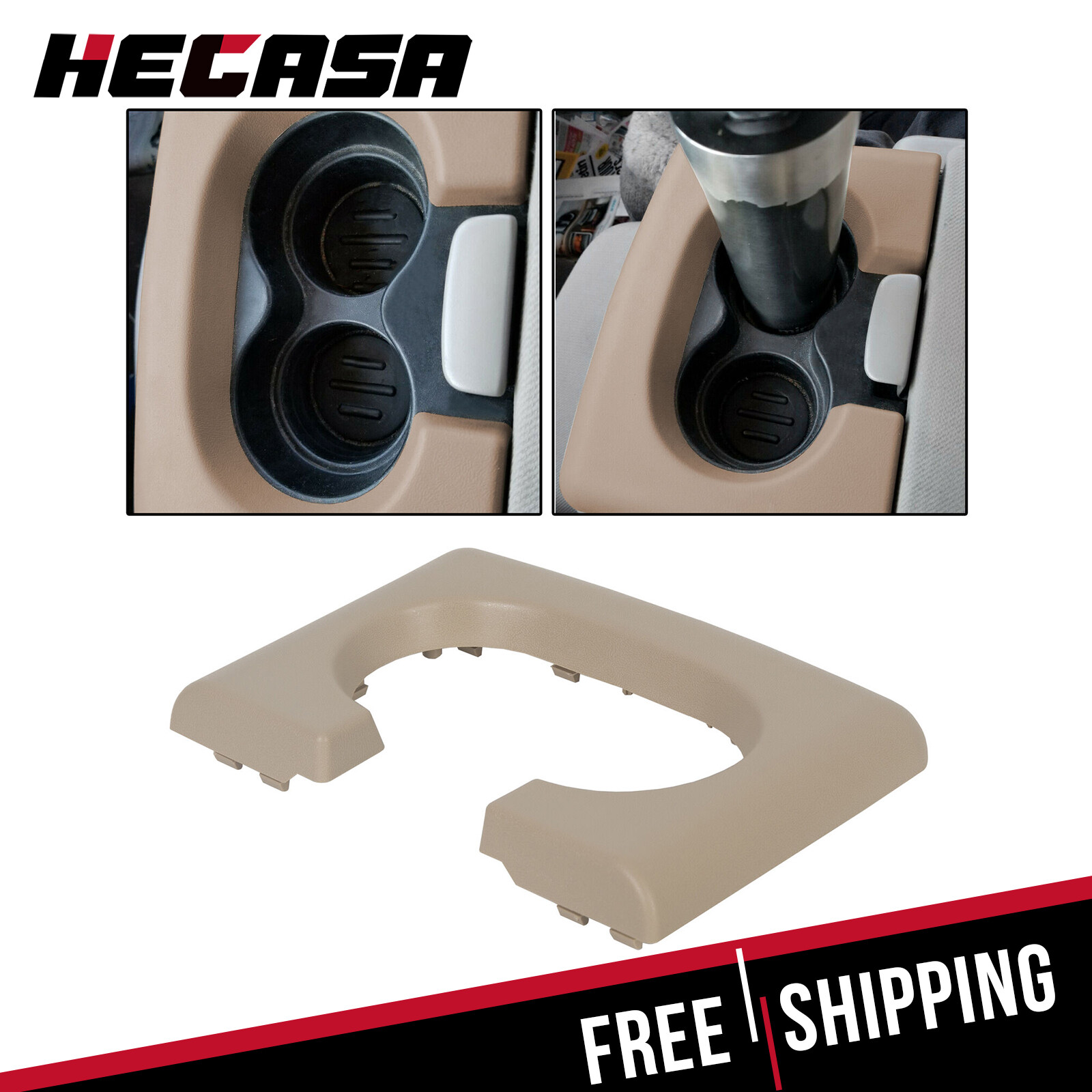 FOR 2004-14 FORD F150 BENCH SEAT CENTER CONSOLE CUP HOLDER ARM REST TRIM PAD TAN