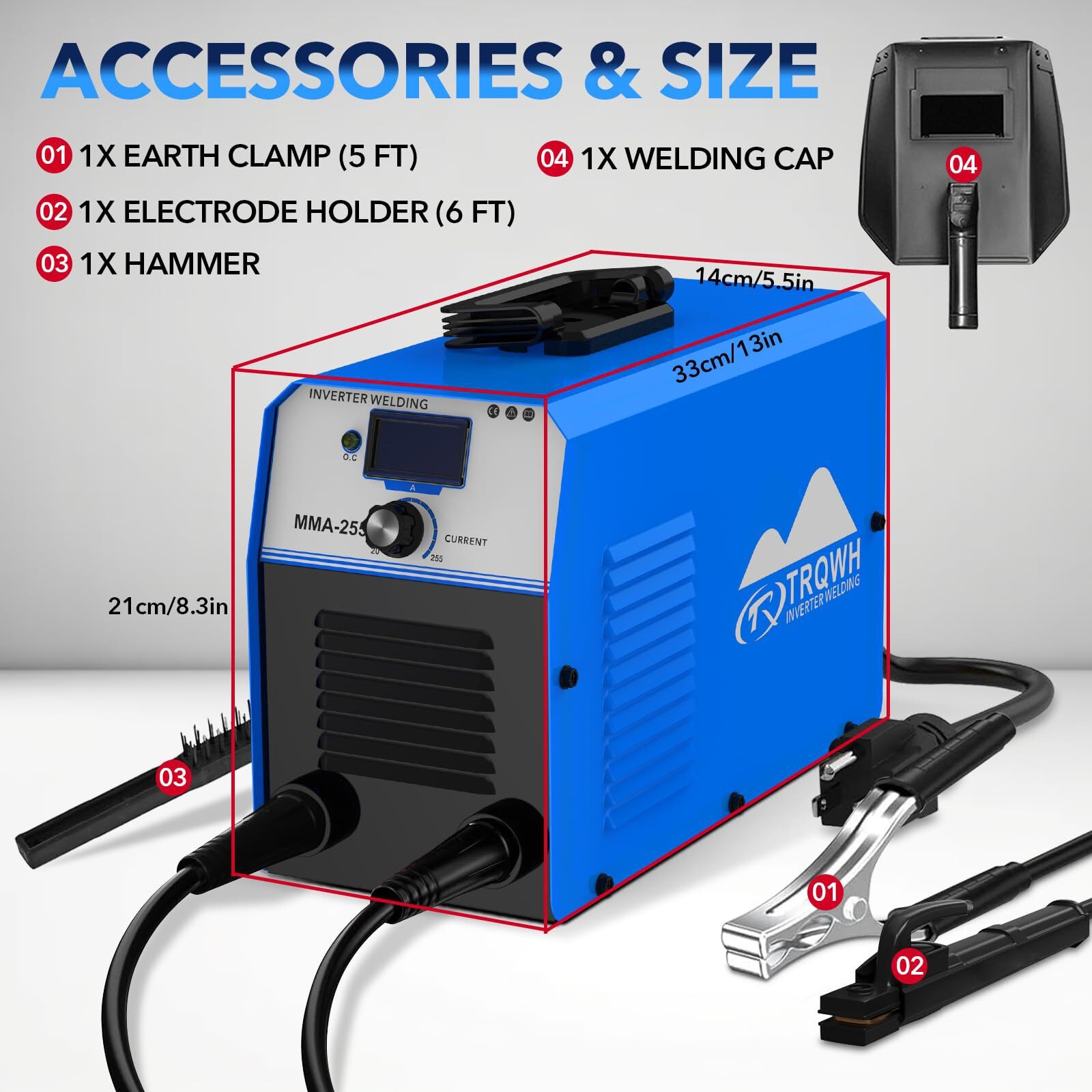 TRQWH 255A MMA ARC Welder, Portable 110V/220V Stick Welder with Digital Display