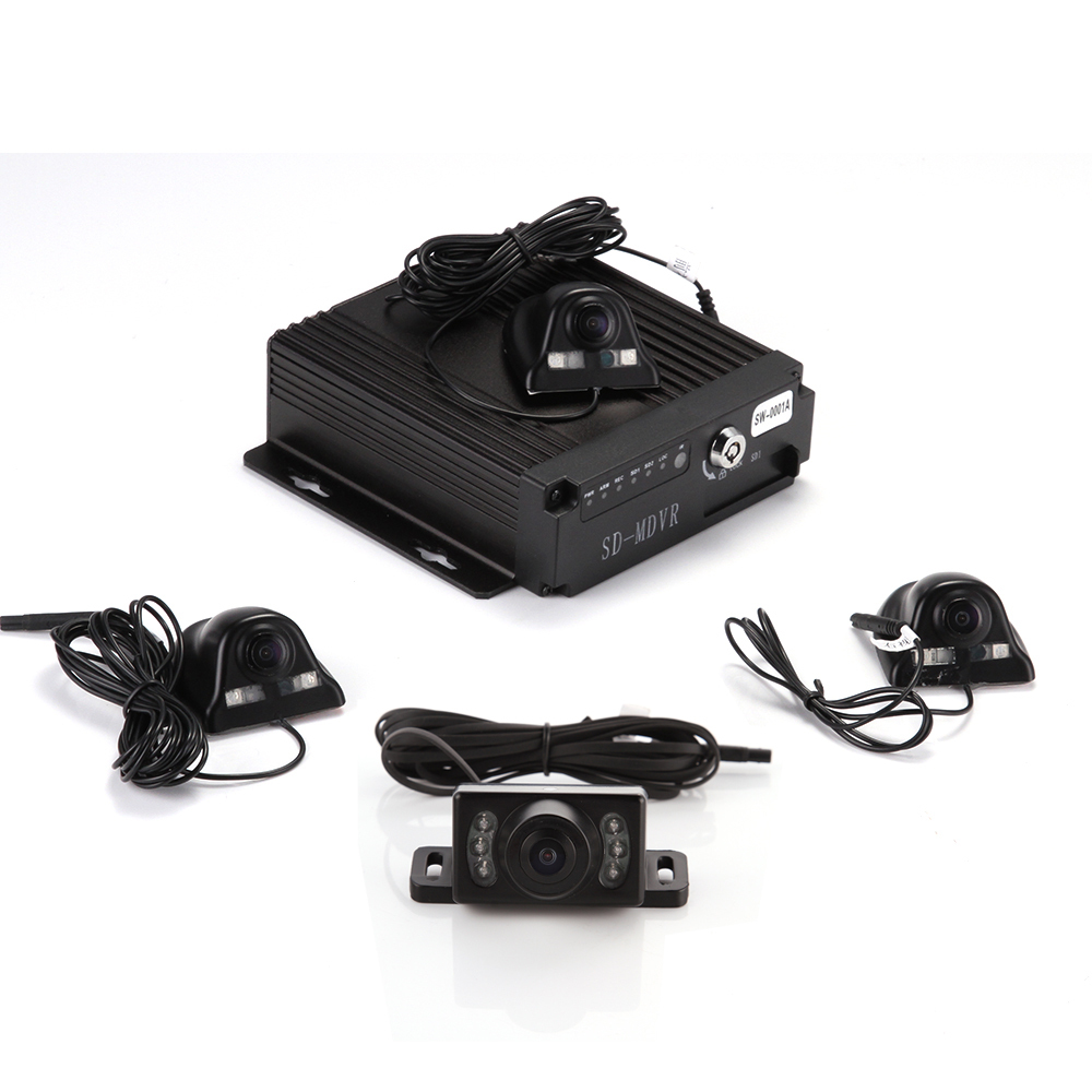 4ch Vehicle Car SW-0001A Mobile DVR Security Video Recorder +4 CCD Lens Camera