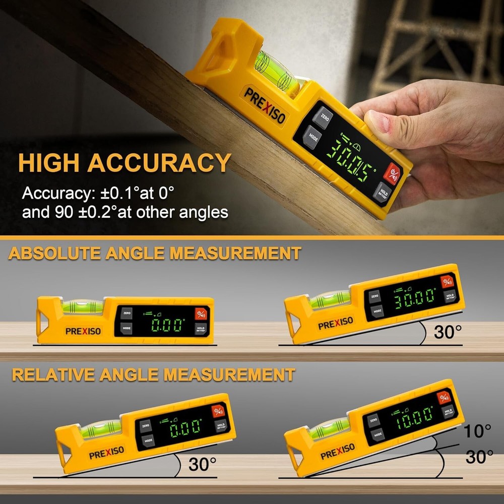 PREXISO Digital Level & Digital Protractor 7''Angle Finder 0-90° & 0-180° Range