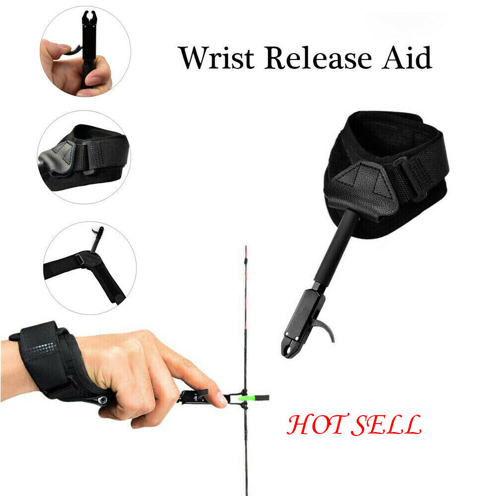 Compound Bow Wrist Release Aids Strap Thumb Trigger Adjustable Archery Caliper