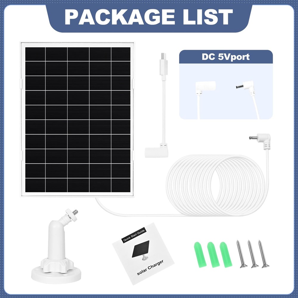 2 Pack 8W Solar Panel for Ring Camera Outdoor Wireless, Compatible with Outdo...