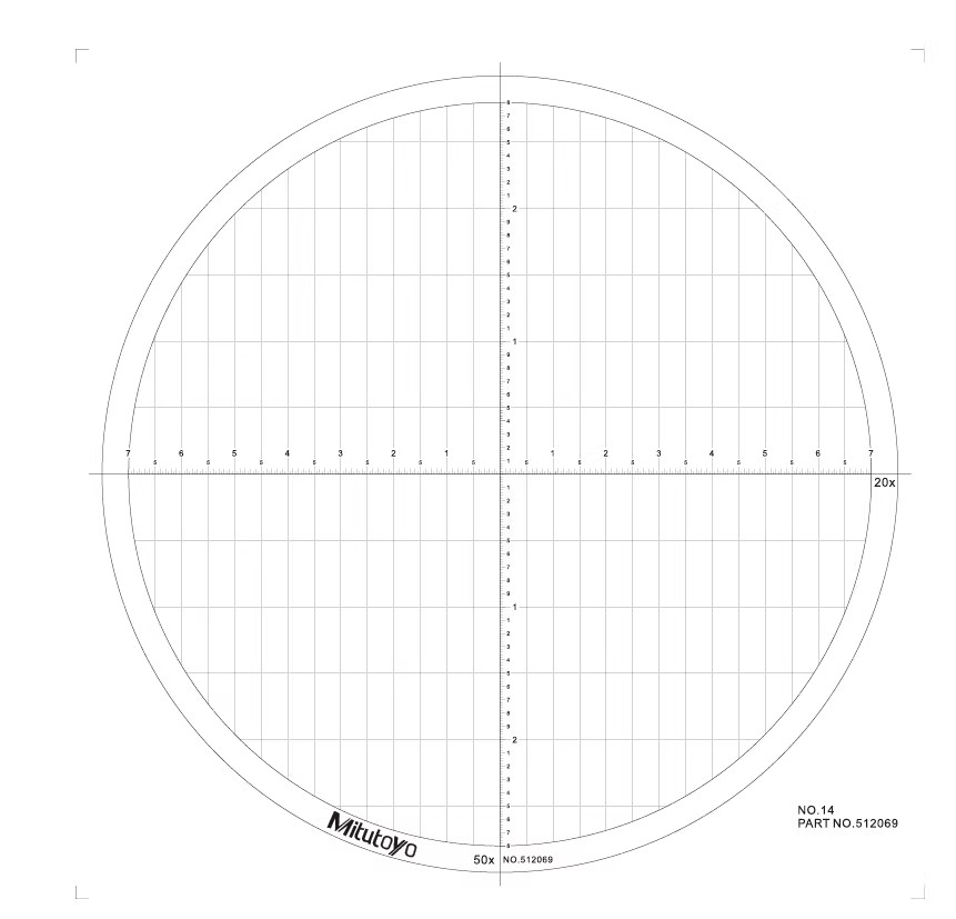 Optical Comparator Chart For Profile Projector Overlay Charts Mitutoyo 512069
