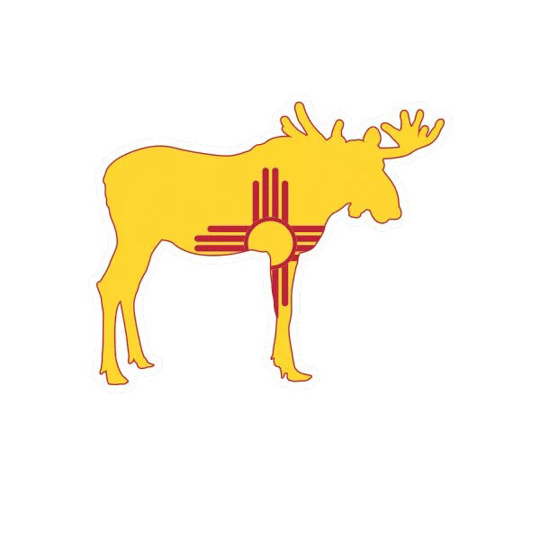 New Mexico Moose Shaped Flag Sticker Decal